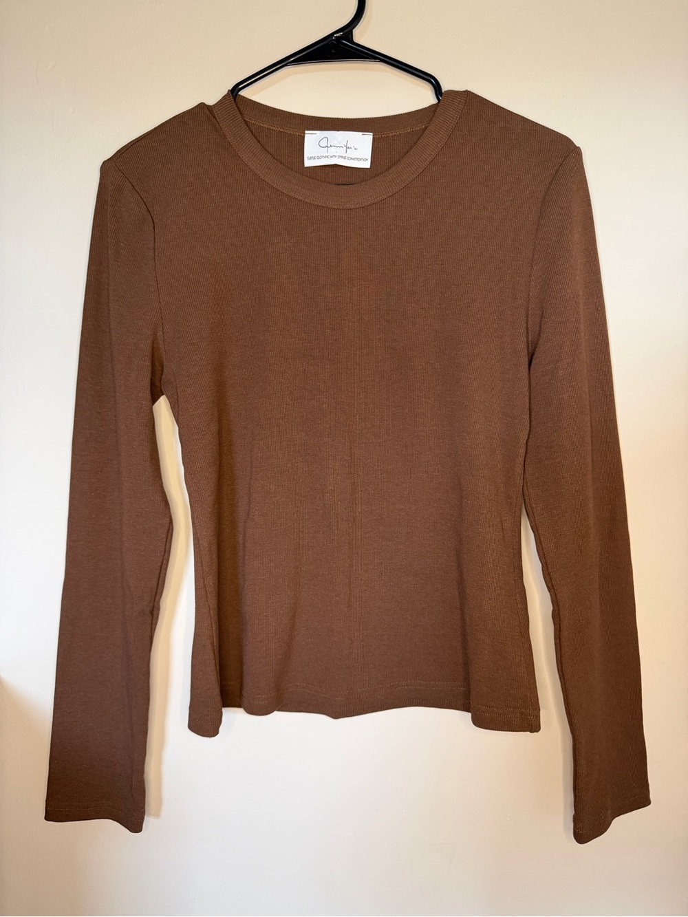 Jenni Brown Long Sleeve Crewneck Top